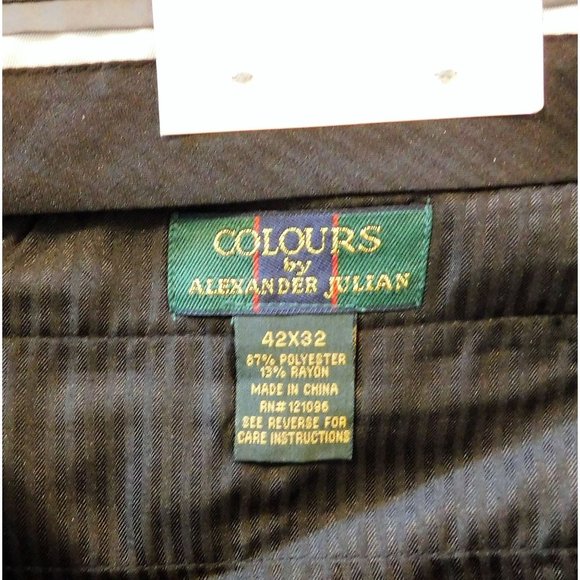 Colours Alexander Julian Pants 42x32 Black Tick Print Polyester Blend Flat Front - Picture 9 of 11
